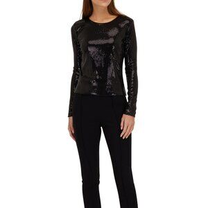 L'AGENCE Noor Black Sequin Top Sz XL